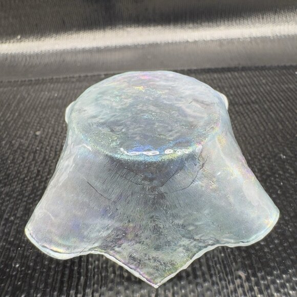 Vintage Hand Made Fused Glass Small Votive Iridescent Finish Trinket Holder VTG - Picture 11 of 13